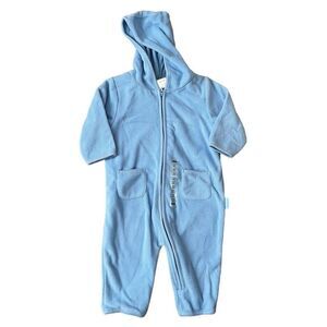 Old Navy Newborn Fleece Jumpsuit Boys Infant Size 3-6 Months Blue Hooded Zip‎